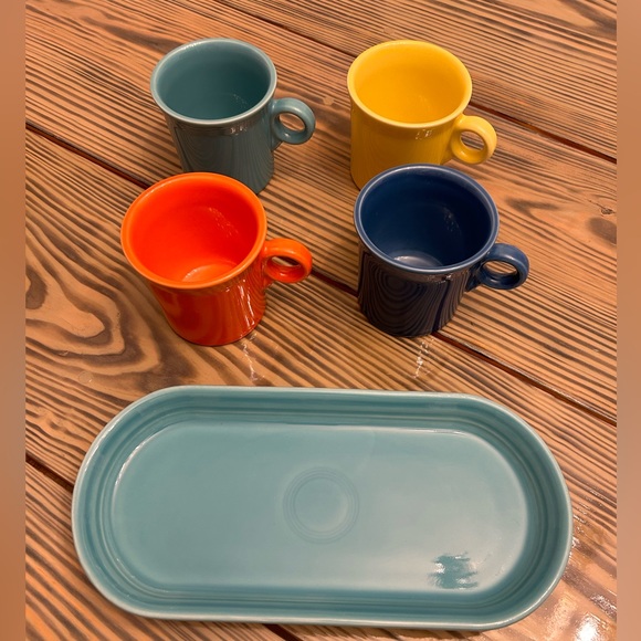 HLC Fiestaware USA ring handle mug set/ Fiestaware bread plate tray - Picture 1 of 11